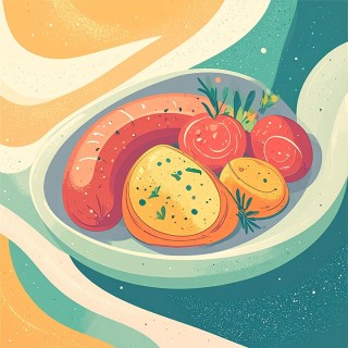 Saucisson, Pommes de Terre & Légumes Rôtis